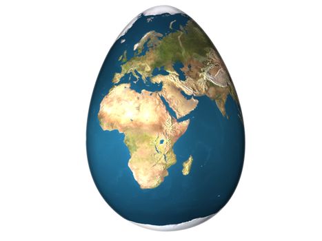 3d egg with earth texture over white background isolated