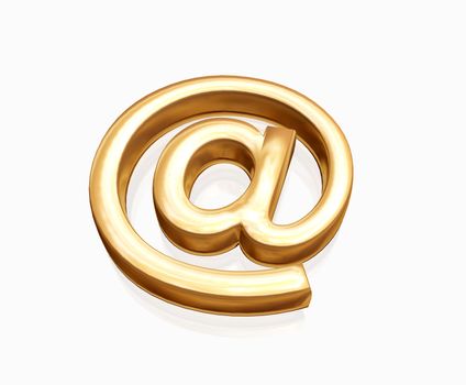 golden metallic 3d e-mail symbol over white background