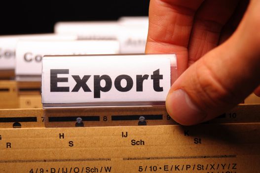 export word on business folder showing globalization trade or paperwork concept