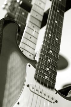 vintage electric guitars close-up