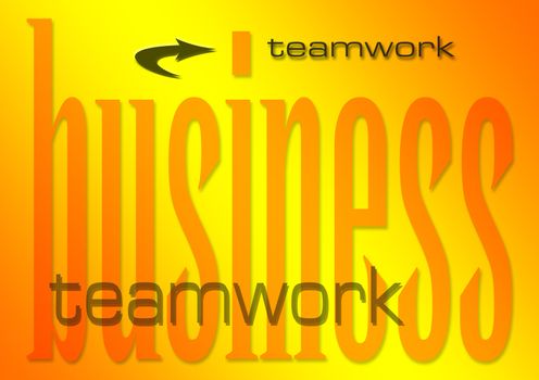 business teamwork illustration on flaming background