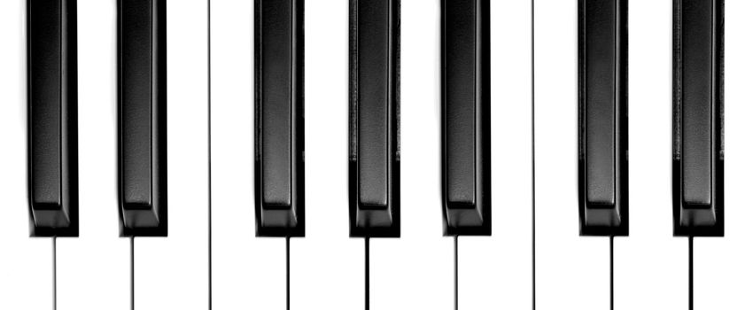 wide view of piano keys