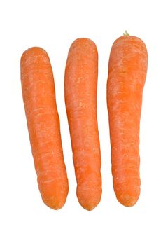 three carrots isolated on white background
