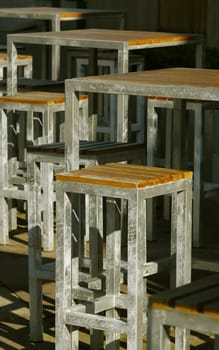 modern metal cubed design tables and chairs