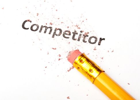 competition word and eraser on white showing business strategy concept