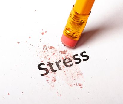 stress at business office concept with pencil and eraser