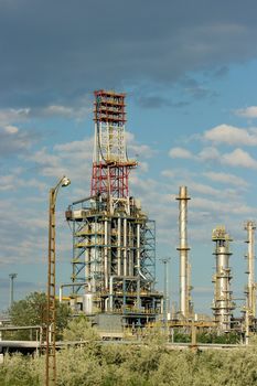 Industrial structures of an oil refinery