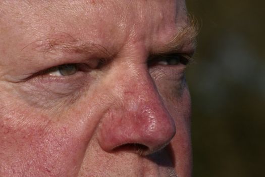 closeup of the eyes and nose of a middle aged man