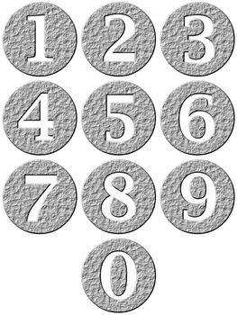 3d stone framed numbers isolated in white