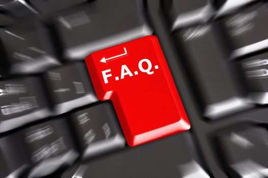 faq or frequently asked questions concept with computer key