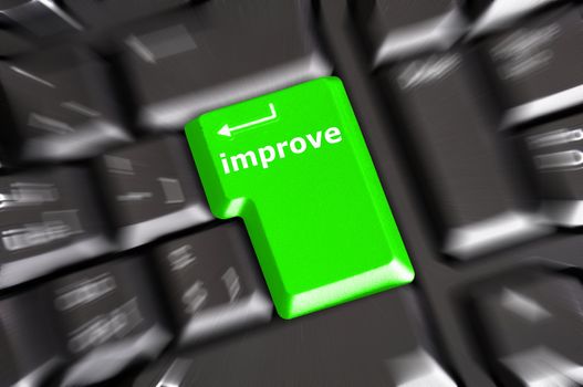 improvement or improve on key or button showing investment concept