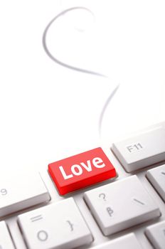 love on key or keyboard showing internet dating concept