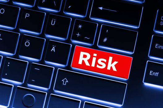 risk management concept with word on key showing risky investment