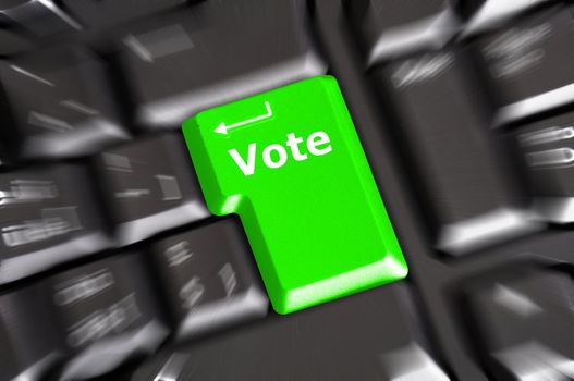 election concept with vote key showing poll polling or voting