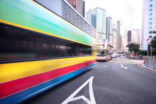 Road and traffic in downtown area of Hong Kong 