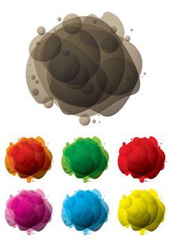 abstract colourful bubble icon with transparency and shadow