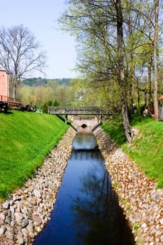 channel in the park, spring