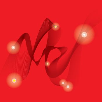 red background space concept with wave and neon light effect