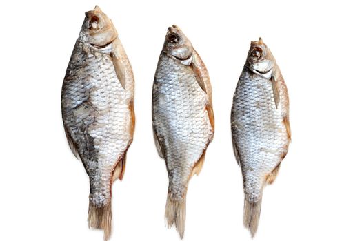 Dried fish, roech insulated on white background