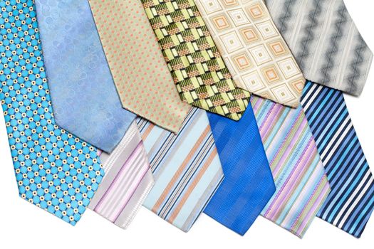 Colour, striped male ties insulated on white background