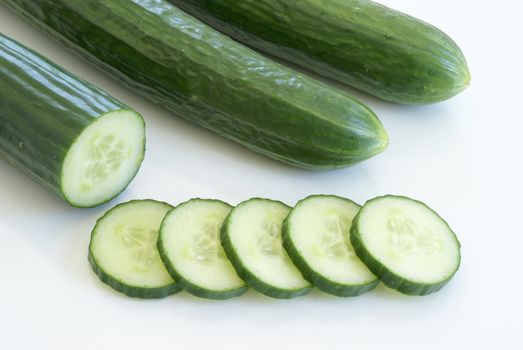 Some English cucumber with some cut and layered.