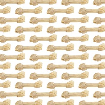 A wallpaper background made of rawhid dog bones.