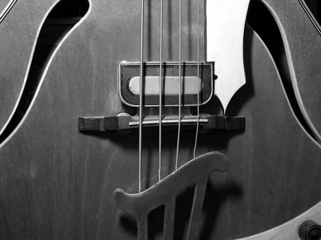 Detail of 4 string bass guitar