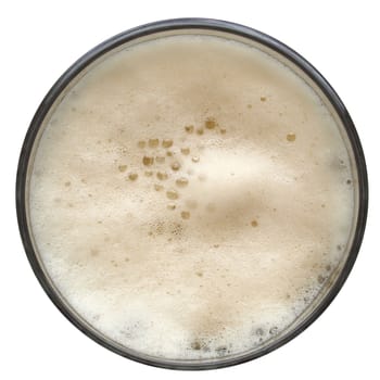 Beer foam and air bubbles in a glass