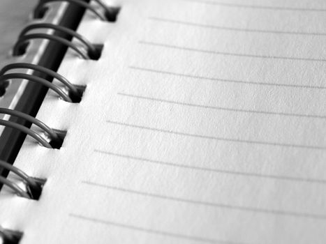 Detail of a blank page on a notebook