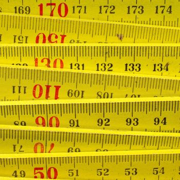Detail of a wooden metric carpenter ruler