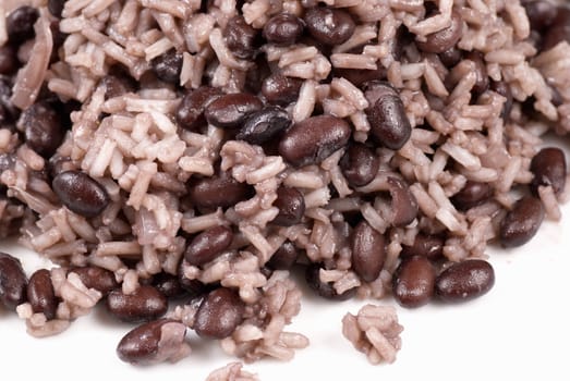 Detail of gallo pinto, central american meal staple