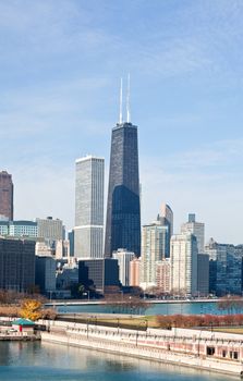 The Chicago Skyline along the lake shore