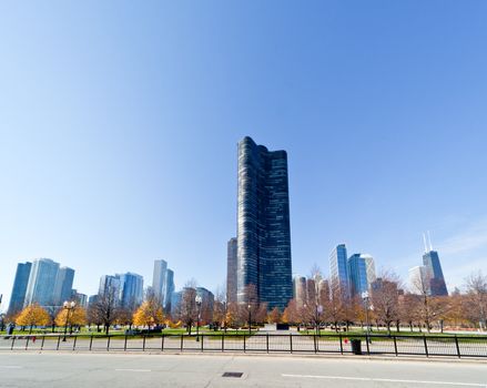 The Chicago Skyline along the lake shore