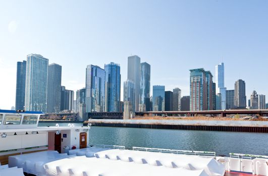 The Chicago Skyline along the lake shore