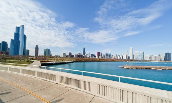 The Chicago Skyline along the lake shore