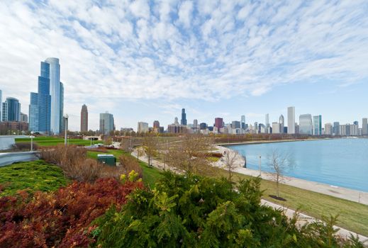 The Chicago Skyline along the lake shore