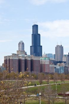 The Chicago Skyline along the lake shore