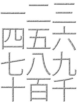 3d stone Chinese numbers isolated in white