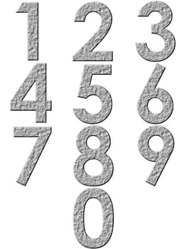 3d stone numbers isolated in white