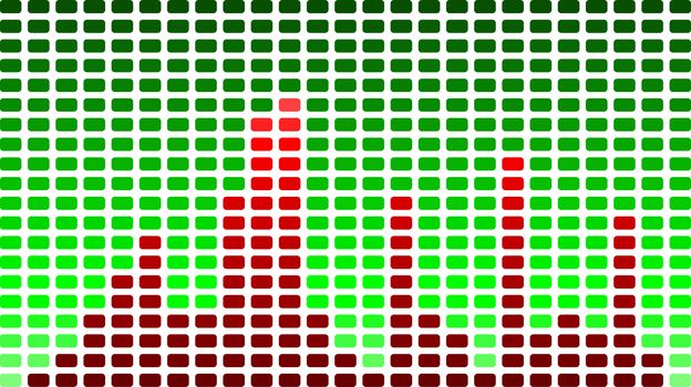 sound frequency illustration in shades of green and red