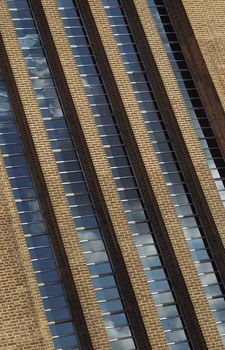 brick and glass abstract building exterior