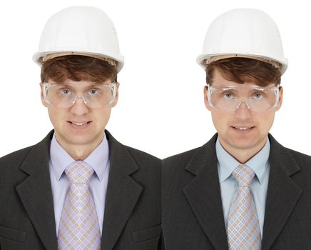 Two foremen - twins isolated on a white background