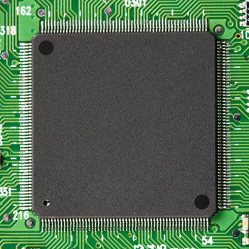 Square black microcircuit - a photo close up
