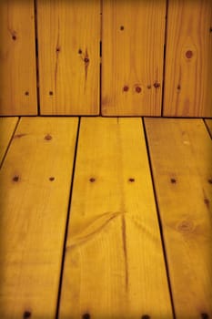 Wooden wall and floor close up - a natural background