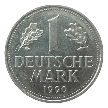 Vintage German coin isolated over a white background