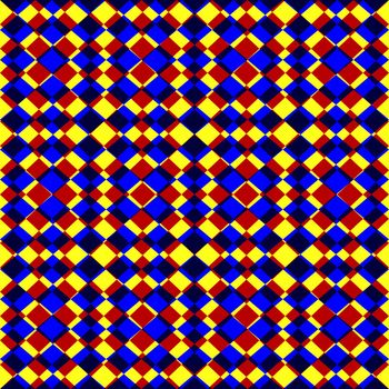 seamless texture of red, blue and black stamped squares on yellow