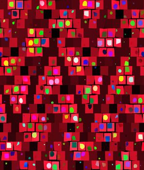 seamless texture of abstracted confetti on red  blocks