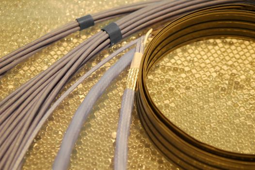 assorted electrical wiring on a golden background