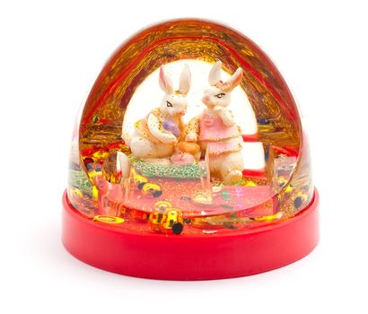 Christmas toy with two rabbits, symbols of 2011.