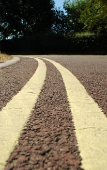 ground view of double yellow parking lines